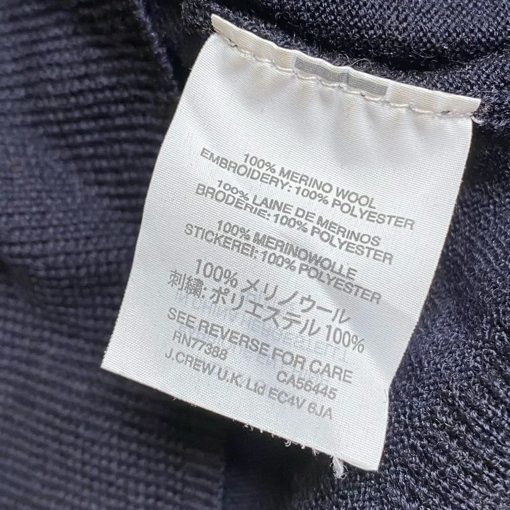 J. Crew Star Embroidered Merino Wool Sweater Women's S Navy Lightweight Preppy